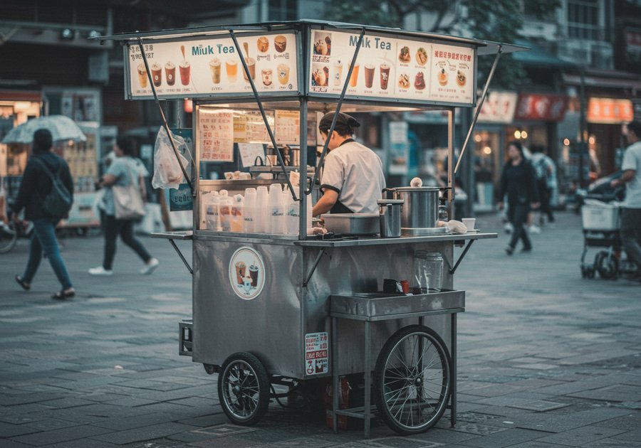 xe kiot bán trà sữa